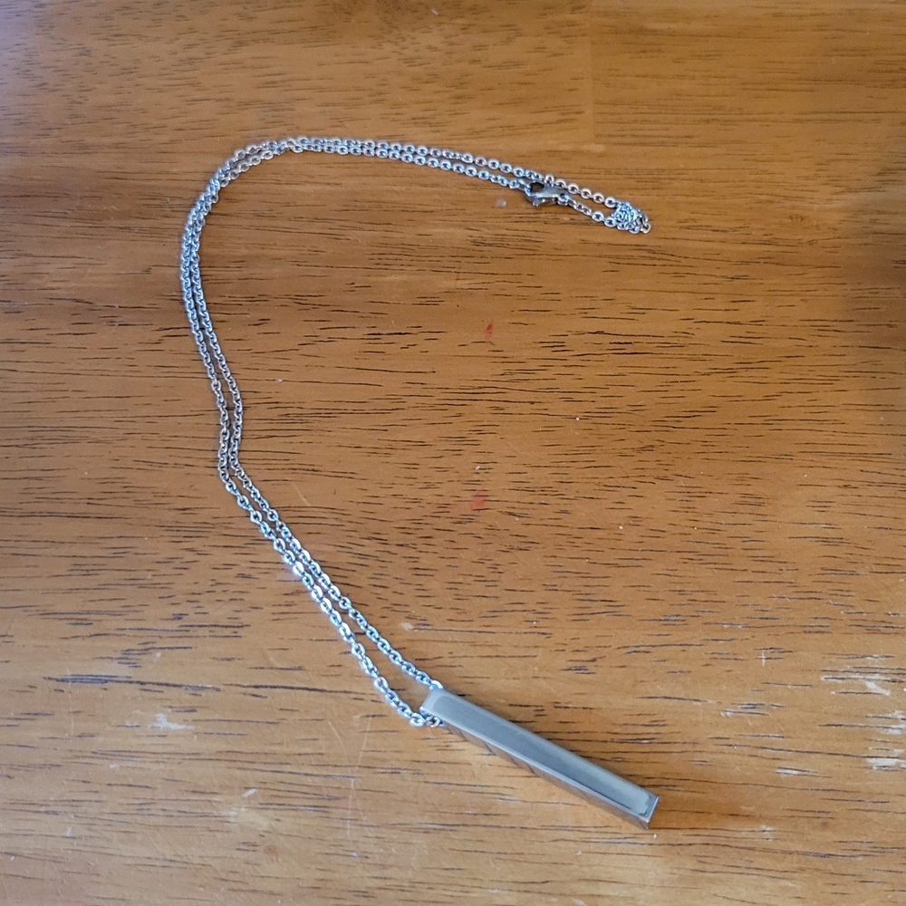 Stainless Steel Bar Pendant Necklace